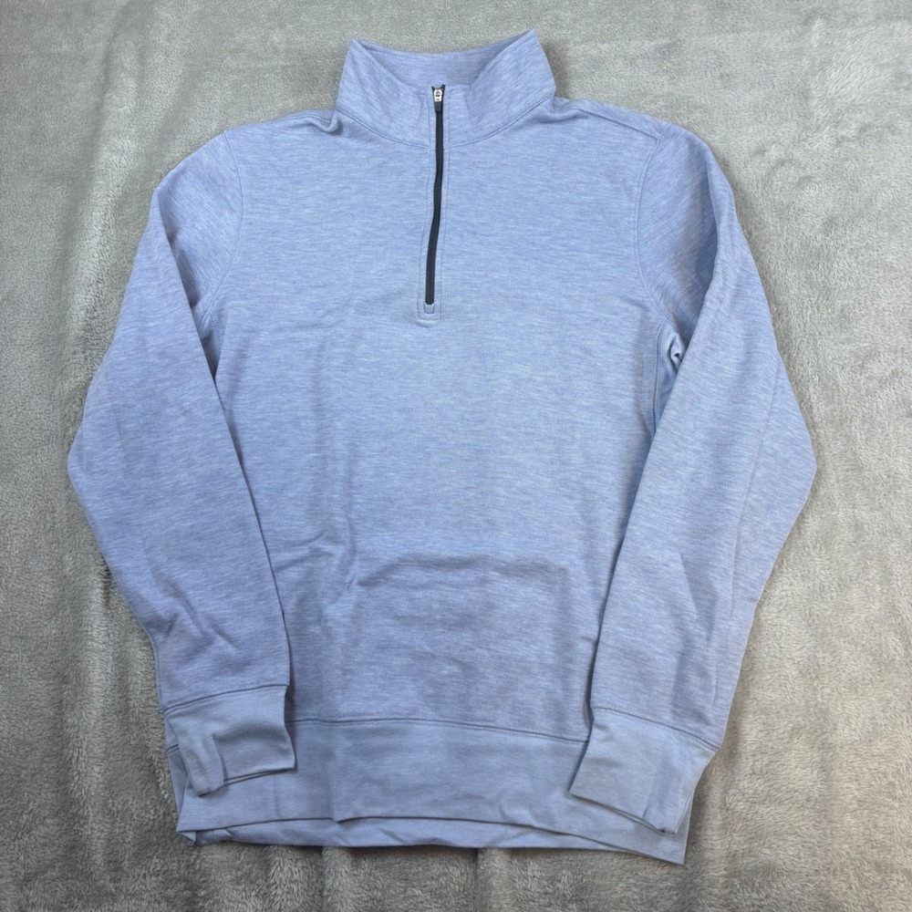 Dunning Sweater Mens S 1/4 Zip Pullover Golf Performance Heathered Blue Stretch